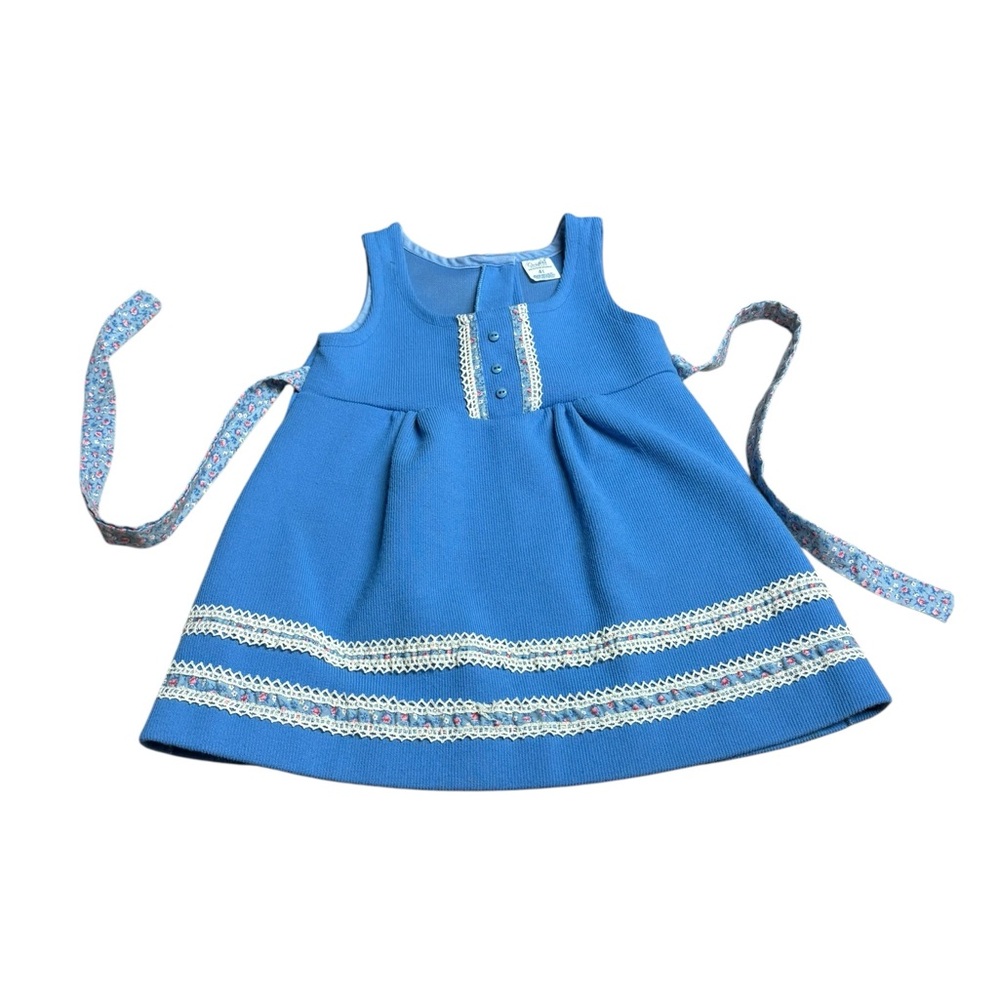 Vtg Carters 4T Toddler Girl Spring Dress Lace Waist Tie Adorable!